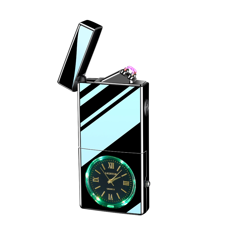 cigarette lighter clock Electric Rechargeable Dual Arc Plasma Metal Cigarette Lighter Windproof  Watch Clock Lighter with Business Gift Appeal| Alibaba.com