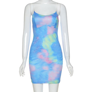 New Hot Selling Sexy Tie Dye Pattern Tight Dress Hot Pics Bodycon Dress Club Strapless Summer Dress - Product Image 5