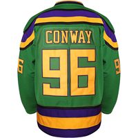 FOXA Charlie Conway # Camiseta de hockey de la película 96 Mighty Ducks, verde, para hombre, adulto, poliéster, con detección de agujas