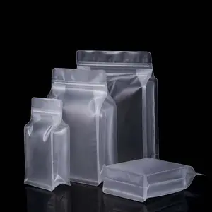 In Stock Square Bottom All Matte Type Standing Zip Lock Bag Hot Sealing Packaging Bags For Food