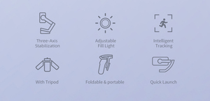 M01 Perche à selfie IA la plus vendue avec rotation à 360°, suivi automatique du visage, stabilisateur de cardan 3 axes intelligent pour téléphones mobiles <span class=keywords><strong>iPhone</strong></span> Samsung - Product Image 2