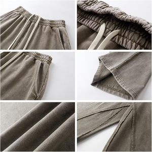 Keeps showing Mens Washed Corduroy Pants Wide Leg <b>Elastic</b> Waist Drawstring Casual Breathable With Pockets - Product Image 5
