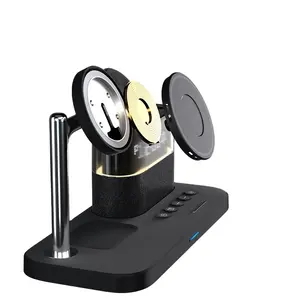 15W 5 in 1 magnetic led clock wireless charger Stand PD Charging Station Dock for iPhone iWatch with alarm clock