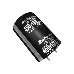 Condensateur canal fabricant 100 uF traversant, en aluminium, 100UF 20% 420V SNAP TH 420VXG100MEFC22X30 - Product Image 1