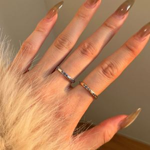 Anillo de Boda Dylam Delgado de Plata de Ley 925, Chapado en Oro Rodio Champagne, con Circonita Cúbica 5A, Regalo de Aniversario para Mujer, Anillos de Uso Diario - Product Image 2