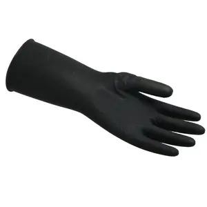 Sarung tangan karet hitam pembersih kustom pabrik sarung tangan lateks tahan air lengan panjang industri karet dapur