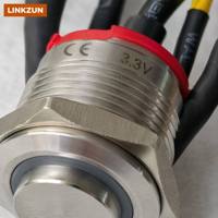 Arnés de Cableado para Interruptor de Botón Metálico de 16mm y 19mm, Conector Impermeable de 4 Pines y 12V Pre-cableado para Equipos Industriales