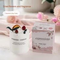 Bougie parfumée cylindrique à l'aromathérapie aux fleurs séchées en gros, parfum d'intérieur pour la Saint-Valentin chinoise, la fête des enseignants, cadeau d'accompagnement
