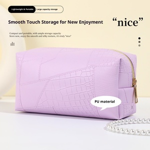 Nouvelle trousse de toilette en PU à motif crocodile, tendance, pour sac, grande capacité, imperméable, pratique, portable, voyage - Product Image 1