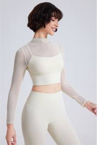 Arrivée femmes nouvelles manches longues maille soutiens-gorge de sport Sexy Yoga ensembles 2024 - Product Image 2