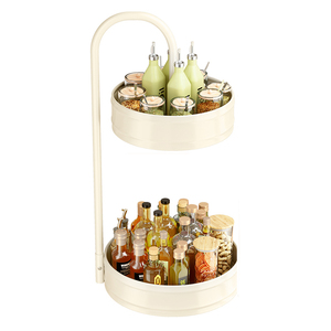 Portaspezie rotondi rotondi da <span class=keywords><strong>cucina</strong></span> a 2 livelli 360 rotante per piatto portatevola olio aceto scaffale per soggiorno - Product Image 1