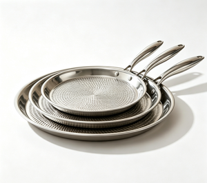 Set di Teglie per Pizza in Acciaio Inox Tri-Ply 26cm 28cm 30cm, Superficie Martellata a Nido d'Ape Antiaderente, Compatibile con Induzione, Padella Resistente - Product Image 5