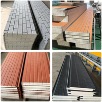 Panneaux muraux isolés en PU pour façade de maison, panneaux en métal sculpté, briques noires, économie d'énergie, revêtement mural extérieur, planches et panneaux