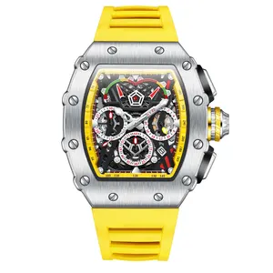 Reloj ONOLA 6827 kuarsa jam tangan多機能中空アウトスポーツウォッチ複雑なダイヤルカジュアルクォーツ腕時計