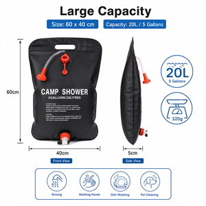 En stock – Nouveauté : <span class=keywords><strong>Douche</strong></span> de camping <span class=keywords><strong>portable</strong></span> 20L (5 gallons) avec sac chauffant et tuyau – Chauffe-eau solaire pour extérieur et autres équipements de camping - Product Image 6