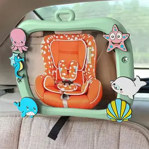 SUNNUO Cartoon DIY Soft EVA Car Back Seat Mirror Hanging Hole Design Baby Car Safety Rearview Mirror