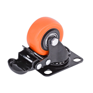Roulettes industrielles pivotantes Midume Duty Orange 50 mm (2 pouces) en PVC avec <span class=keywords><strong>frein</strong></span> et support de 2 mm d'épaisseur pour meubles - Product Image 2