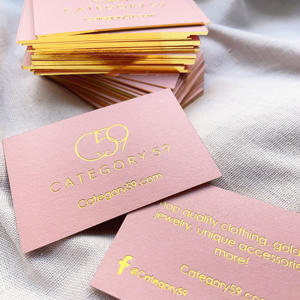 Cartes de visite personnalisées avec estampage à chaud double face en or avec bordure dorée, papier texturé rose de qualité supérieure, cartes de visite pour la marque - Product Image 3