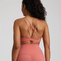 Soutien-gorge de sport longline avec bretelles, meilleur soutien-gorge de sport pas cher avec bretelles au dos, soutien-gorge de sport bleu sexy Xxxx pour femmes, dos croisé
