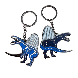 Chất lượng cao double side khủng long logo kim loại Keychain Glow màu tùy chỉnh móc chìa khóa vòng chìa khóa phụ kiện - Product Image 1