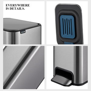 ELPHECO 9L/13L Rectangular Stainless Steel <strong>Pedal</strong> Trash <strong>Bin</strong> with PP <strong>Liner</strong> for Bathroom Kitchen &amp; Office Public Usage - Product Image 5