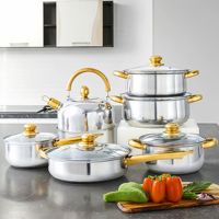 Batterie de Cuisine 12 Pièces en Acier Inoxydable avec Couvercles – Ensemble de Poêle à Frire, Casseroles, Bouilloire et Faitout pour Induction