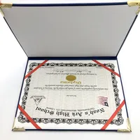 Чехол из искусственной кожи с золотым принтом и логотипом для школьного сертификата