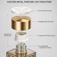Capsules de flacons de parfum en métal personnalisées avec incrustation de marbre naturel, flacon de parfum de luxe en Zamak