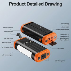 Batterie Externe 30000mAh 40000mAh, Power Bank <span class=keywords><strong>Solaire</strong></span>, <span class=keywords><strong>Chargeur</strong></span> Portable à Manivelle - Product Image 4