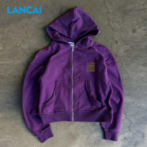 ชุดเซ็ตเสื้อฮู้ดซิปเปิดด้านหน้าปักลาย Lancai แบบ 3 มิติ ระบายอากาศได้ดี สำหรับผู้หญิง ใส่ได้ในฤดูหนาว พร้อมกางเกงขายาวสไตล์สตรีทแวร์ ผ้าเทอร์รี่ 400gsm - Product Image 2