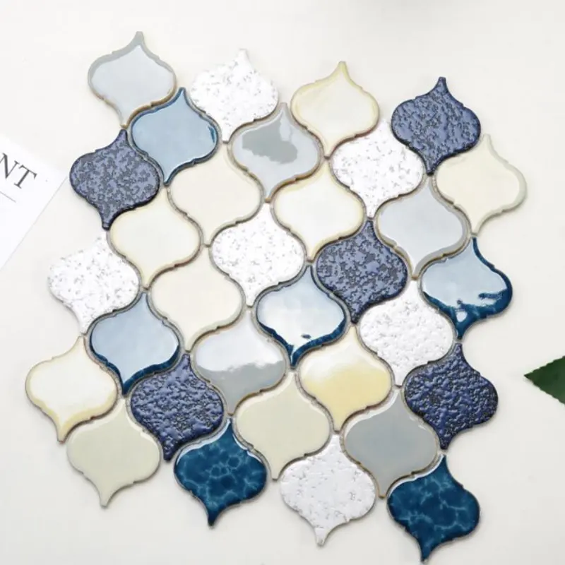 268x260mm lucido colorato blu mosaico piastrelle per pavimenti fornitore cinese cucina ceramica mattoni da parete bagno antiscivolo piastrelle per pavimenti