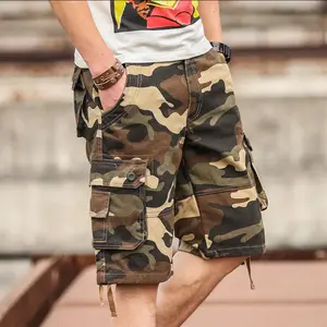 Shorts de verão plus size camuflagem de bolso solto Shorts de ginástica masculino Cargo para homem