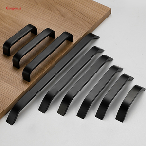 Poignée de tiroir Boutons argentés Noir Aluminium bon marché Carton de Chine Moderne Poignée de cuisine Poignée et bouton de meuble Accepté OEM - Product Image 4
