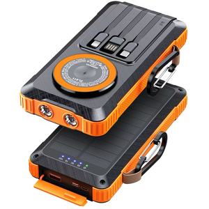 Banque d'alimentation solaire 20000mAh avec câbles intégrés, charge rapide sans fil pour téléphones, écouteurs, montres - Product Image 1
