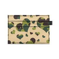 Porte-cartes de crédit unisexe personnalisable double face en PU, impression par transfert thermique avec motif camouflage cœur