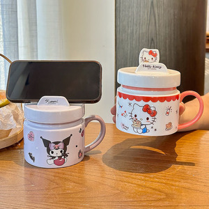 Mug en céramique Sanrio Cinnamoroll avec couvercle et poignée, design bleu cartoon pour café et thé, printemps 2025 - Product Image 5
