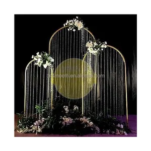 New Design Metal Gold Arched Crystal Decoration Wedding Party Backdrop For Garden Party Wedding Party Birthday Holiday