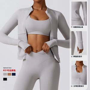 Venta al por mayor LuLu chaqueta de cremallera de alta calidad para mujer Fitness Yoga desgaste de manga larga Tops <span class=keywords><strong>ropa</strong></span> deportiva al aire libre abrigo dedo agujero chaqueta - Product Image 3