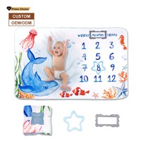 Couverture en flanelle douce personnalisée pour photos de croissance de bébé, couverture mensuelle pour étapes importantes de bébé