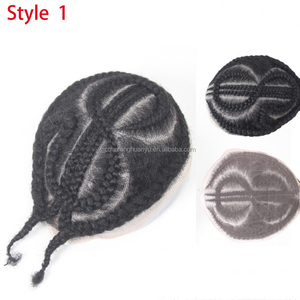 Hombres 8x10 "Peluca de reemplazo de cabello de encaje completo 8 Cornrow Strand Braid Hombres Rizado Natural <span class=keywords><strong>Afro</strong></span> Hair Toupee Cabello humano - Product Image 1