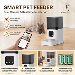 Distributeur de nourriture intelligent et élégant <span class=keywords><strong>pour</strong></span> animaux de compagnie, portable, en plastique, personnalisé, capacité 6L, écran LCD WiFi <span class=keywords><strong>pour</strong></span> le suivi de la régime alimentaire, petits animaux, chats, OEM - Product Image 2
