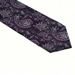 Wholesale Custom High Grade <b>Ties</b> Men Light Green Purple Cashew Business Paisley Neckties for Men - Product Image 3