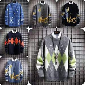 <span class=keywords><strong>Pull</strong></span> en coton tricoté de haute qualité, décontracté et élégant, à col rond, grande taille, pour homme, vente en gros - Product Image 1