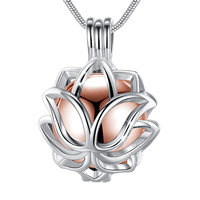 Bijoux en forme de Lotus, collier pendentif, médaillon de mémoire, création commémorative