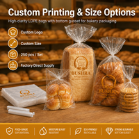 Sac d'emballage plat en LDPE transparent de qualité alimentaire imprimé sur mesure, résistant aux déchirures, pour pain, pochette de conservation en plastique pour boulangerie