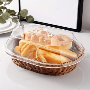 <span class=keywords><strong>Panier</strong></span> alimentaire ovale en plastique PP avec couvercle en acrylique pour le rangement à domicile de <span class=keywords><strong>légumes</strong></span>, <span class=keywords><strong>fruits</strong></span>, pain <span class=keywords><strong>et</strong></span> autres aliments - Product Image 2