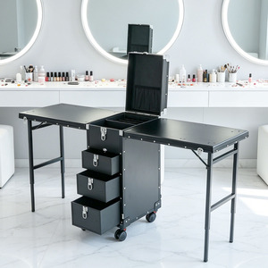 <span class=keywords><strong>Mesa</strong></span> de Manicura Rodante <span class=keywords><strong>Plegable</strong></span>, Estuche de Maquillaje con Ruedas, Estación de Maquillaje para Salón de Belleza, para Manicuristas y Estilistas - Product Image 6