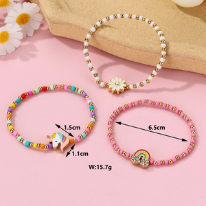 ランディハンドメイド カラフルビーズブレスレットセット レインボーユニコーンフラワーブレスレットセット 子供用 - Product Image 5