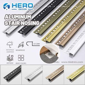 Profilés antidérapants en forme de J, bande de <span class=keywords><strong>protection</strong></span> imperméable, design traditionnel, bordure d'<span class=keywords><strong>escalier</strong></span> en aluminium, nez de marche en métal Hero pour la maison - Product Image 5