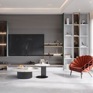 Meuble TV en bois au design moderne et élégant, avec éclairage LED, compartiments de rangement spacieux, idéal pour les appartements, les hôtels et les salons. - Product Image 4